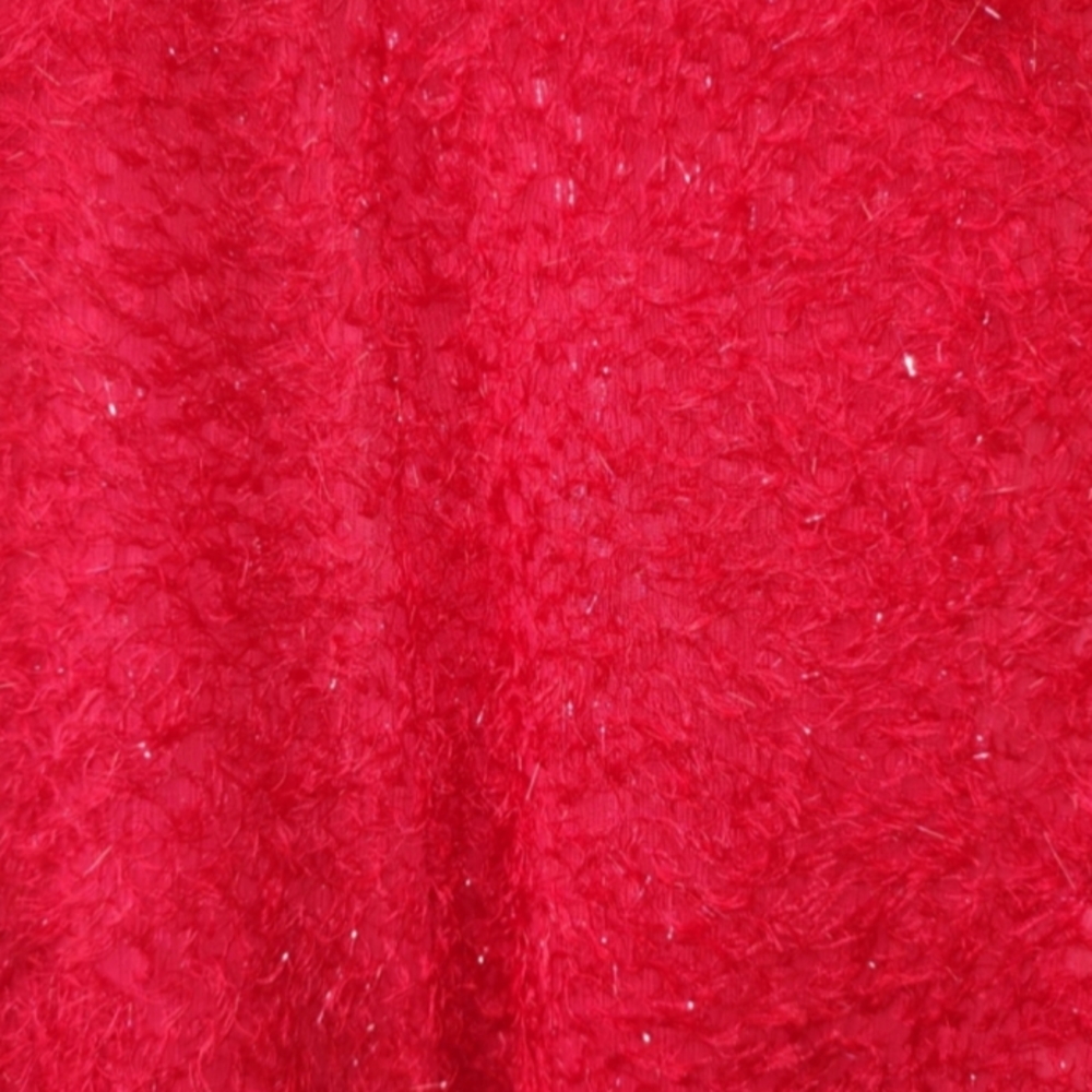 Vintage Red Fuzzy Knit Midi Skirt A-Line Holiday Fit Retro Chic Fall Winter 4-6 - Picture 6 of 17